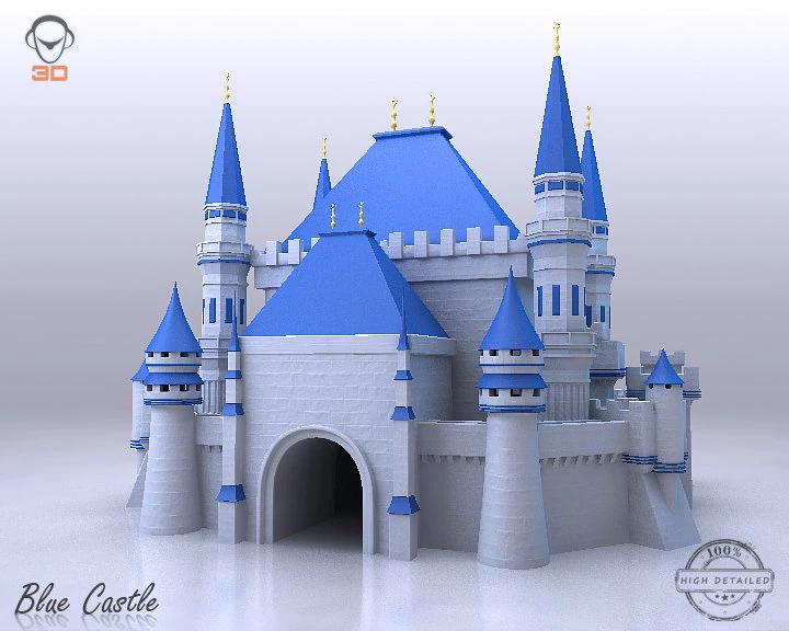 blue castle 3D Model .c4d .max .obj .3ds .fbx .stl .blend 