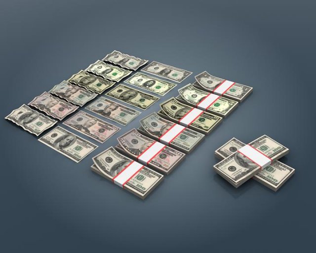 us dollar bill collection Modèle 3D .c4d .max .obj .3ds .fbx .stl .blend 