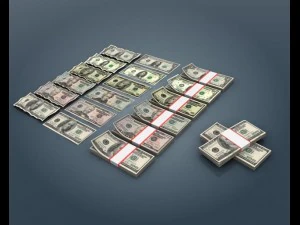 coleção de notas de dólar americano Modelo 3D