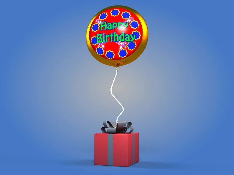 birthday balloon 3D Model .c4d .max .obj .3ds .fbx .stl .blend 