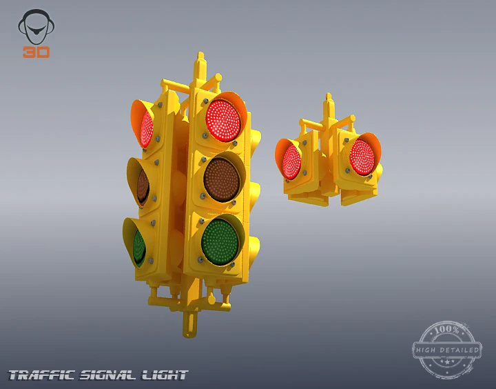 traffic signal light 3D Model .c4d .max .obj .3ds .fbx .stl .blend 