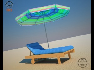 beach chair umbrella Modelo 3D