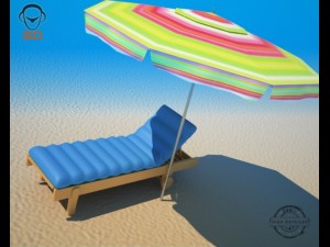 beach chair umbrella Modello 3D