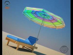 beach chair umbrella 3D Model