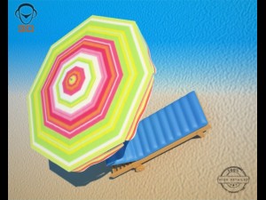 beach chair umbrella Modello 3D
