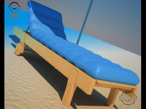 beach chair umbrella 3D Model