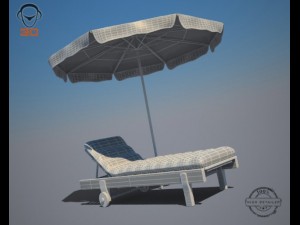 beach chair umbrella Modello 3D