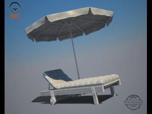 beach chair umbrella 3D Model