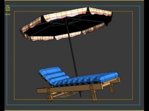 beach chair umbrella Modello 3D