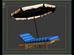 beach chair umbrella 3D Model