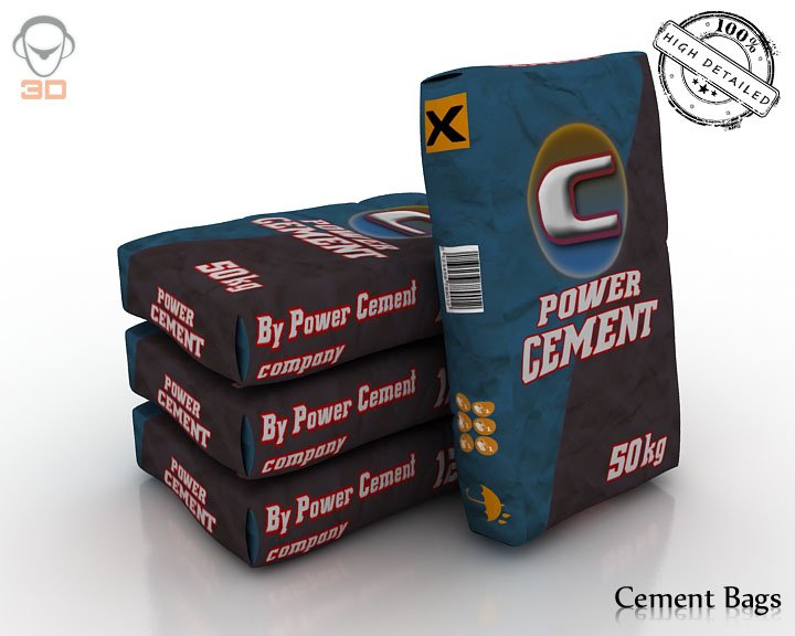 Download Cement Bag 3d Model In Shopping Cart 3dexport