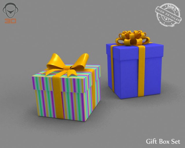 gift box set Modèle 3D .c4d .max .obj .3ds .fbx .stl .blend 