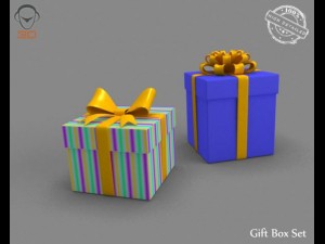 gift box set Modello 3D