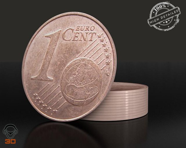 one euro cent 3D मॉडल .c4d .max .obj .3ds .fbx .stl .blend 