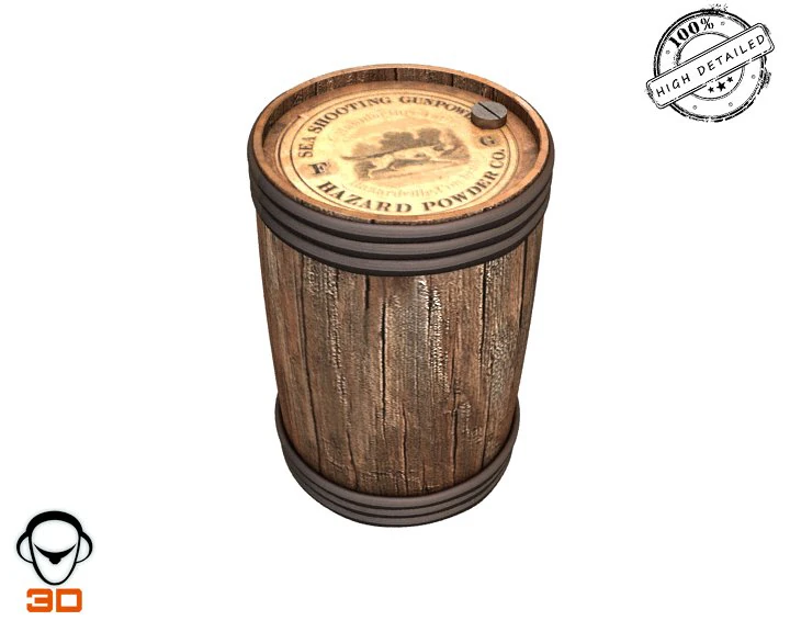 powder keg 3D Model .c4d .max .obj .3ds .fbx .stl .blend 