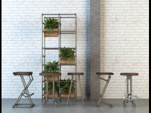 bar stool industrial 3D Модель