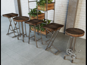 bar stool industrial 3Dモデル
