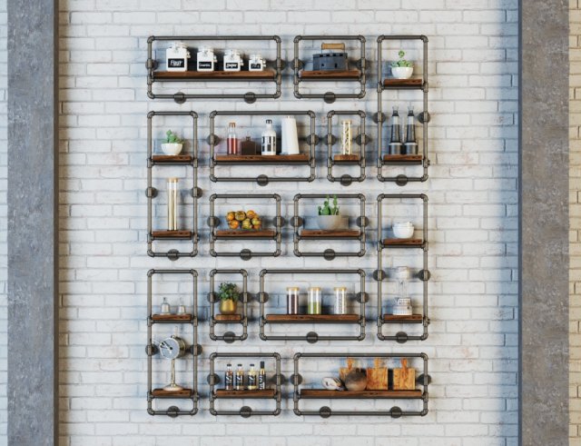 wall decorated industrial Model 3D .c4d .max .obj .3ds .fbx .stl .blend 