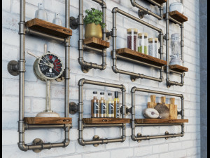 wall decorated industrial Model 3D