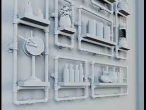 wall decorated industrial Model 3D