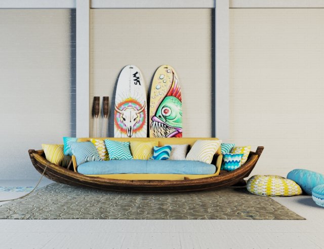 sofa boat Model 3D .c4d .max .obj .3ds .fbx .stl .blend 