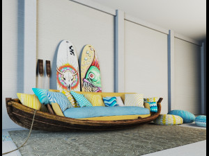 sofa boat Model 3D