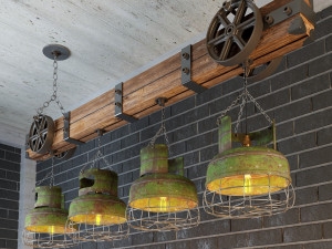 industrial hanging lamp hl1 Modello 3D