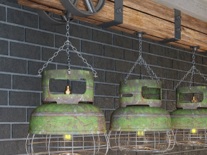 industrial hanging lamp hl1 Modelo 3D