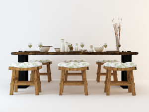 vintage dining table dt1 3D Модель