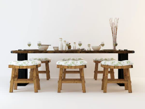 vintage dining table dt1 3D Model