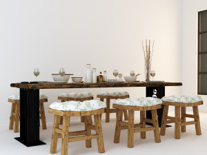 vintage dining table dt1 3D Модель