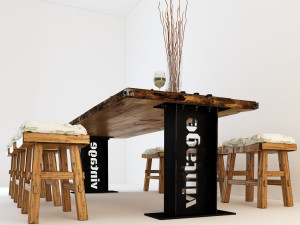 vintage dining table dt1 3D Модель
