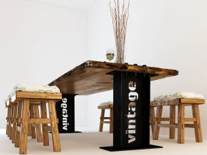 vintage dining table dt1 3D Model