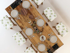 vintage dining table dt1 3D Model