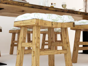 vintage dining table dt1 3D Model