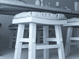 vintage dining table dt1 3D Model