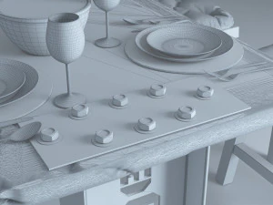 vintage dining table dt1 3D Model