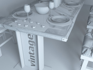 vintage dining table dt1 3D Модель