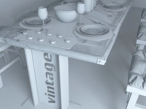 vintage dining table dt1 3D Model