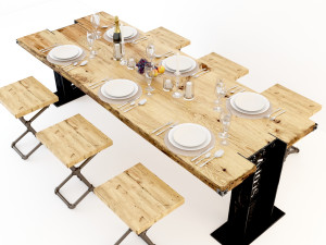 vintage dining table dt2 3D Model