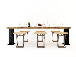 vintage dining table dt2 3D Model