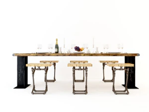 vintage dining table dt2 3D Model
