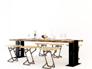 vintage dining table dt2 3D Model
