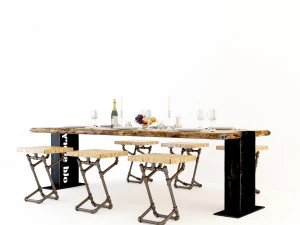 vintage dining table dt2 3D Model