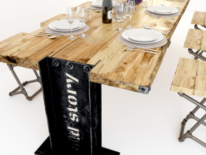vintage dining table dt2 3D Model