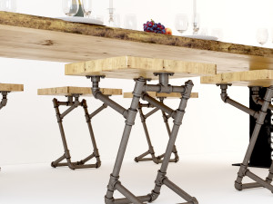 vintage dining table dt2 3D Model