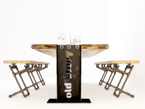 vintage dining table dt2 3D Model