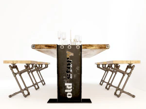 vintage dining table dt2 3D Model