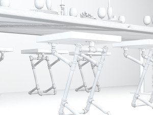 vintage dining table dt2 3D Model