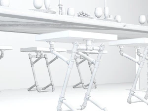 vintage dining table dt2 3D Model